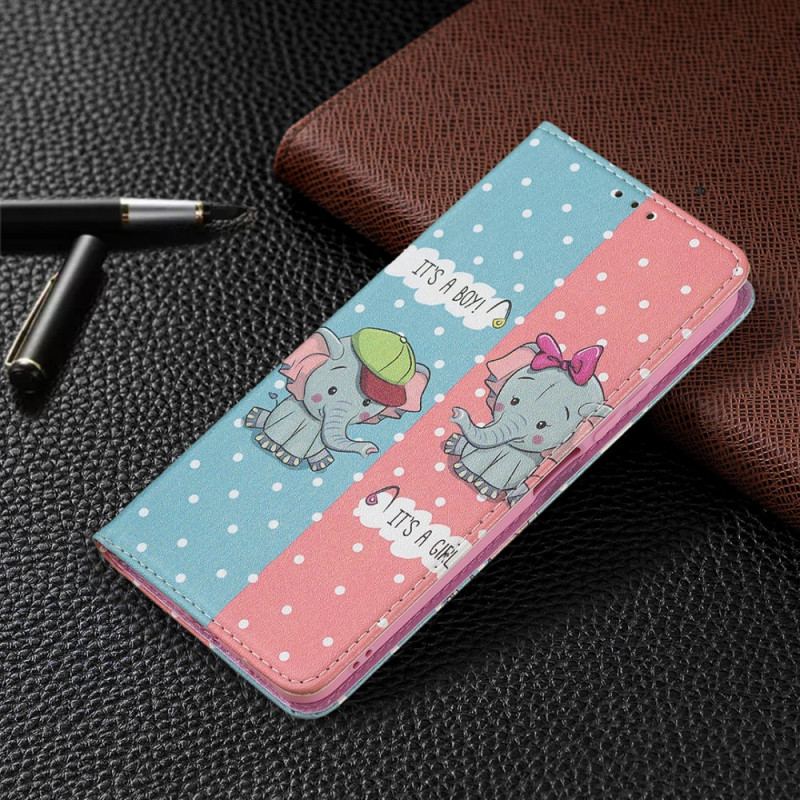 Flip Cover Xiaomi 11 Lite 5G NE/Mi 11 Lite 4G/5G Bébés Éléphants