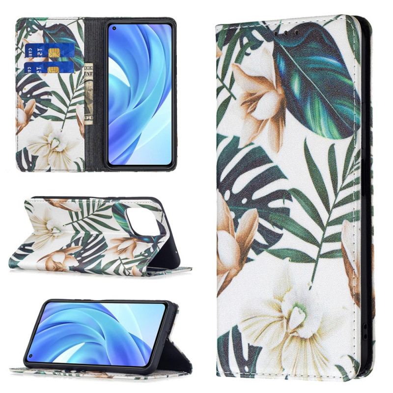 Flip Cover Xiaomi 11 Lite 5G NE/Mi 11 Lite 4G/5G Feuilles