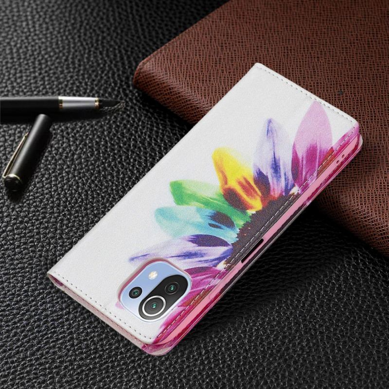 Flip Cover Xiaomi 11 Lite 5G NE/Mi 11 Lite 4G/5G Fleur Aquarelle