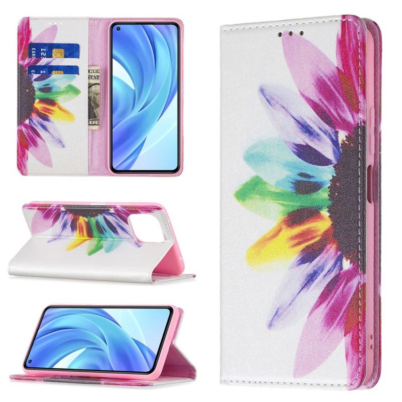 Flip Cover Xiaomi 11 Lite 5G NE/Mi 11 Lite 4G/5G Fleur Aquarelle