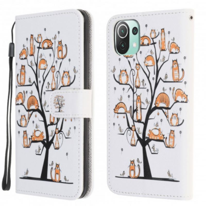 Housse Xiaomi 11 Lite 5G NE/Mi 11 Lite 4G/5G Funky Cats à Lanière