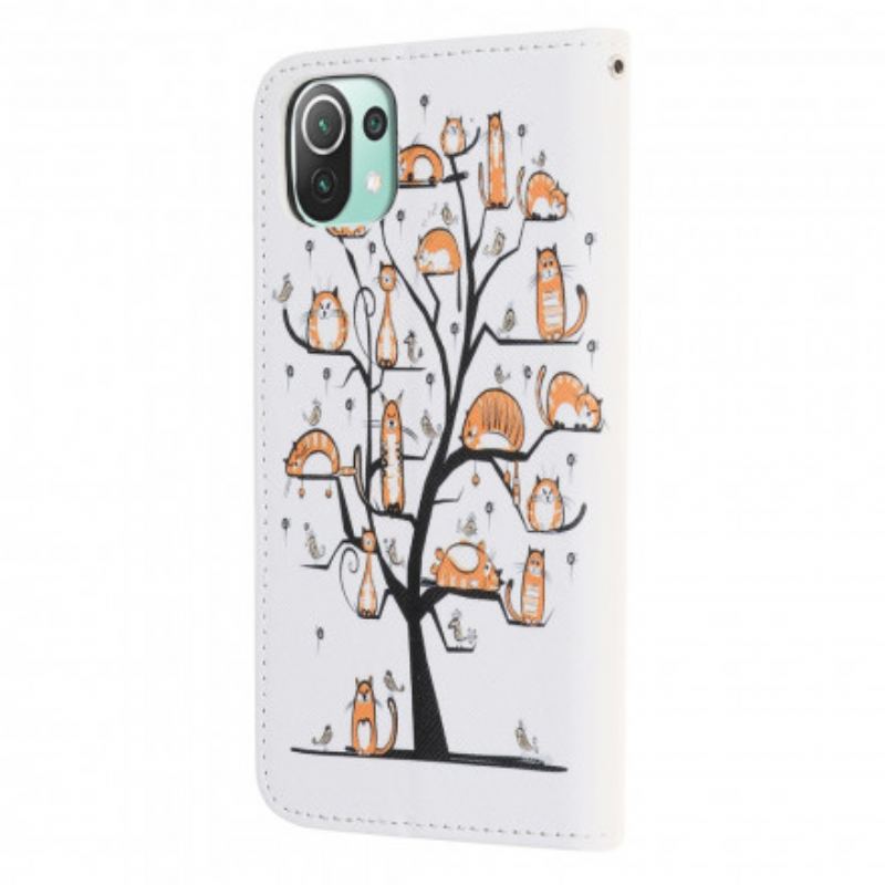 Housse Xiaomi 11 Lite 5G NE/Mi 11 Lite 4G/5G Funky Cats à Lanière