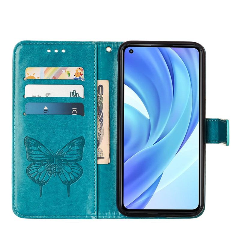 Housse Xiaomi 11 Lite 5G NE/Mi 11 Lite 4G/5G Papillon Design avec Lanière