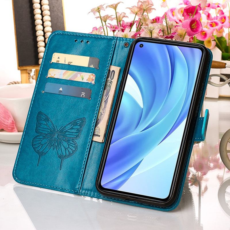 Housse Xiaomi 11 Lite 5G NE/Mi 11 Lite 4G/5G Papillon Design avec Lanière