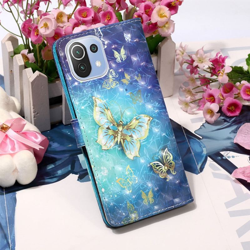 Housse Xiaomi 11 Lite 5G NE/Mi 11 Lite 4G/5G Papillons Dorés