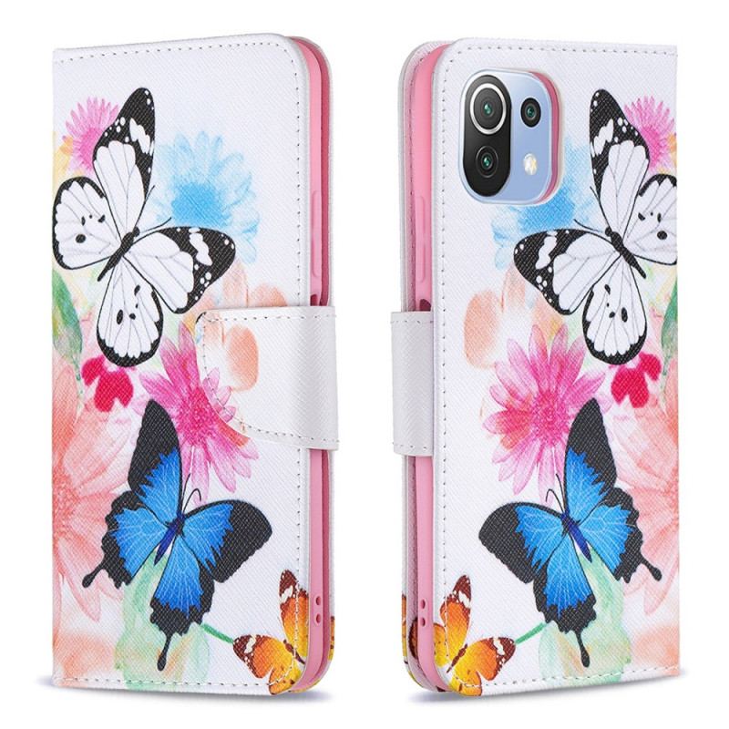 Housse Xiaomi 11 Lite 5G NE/Mi 11 Lite 4G/5G Papillons et Fleurs Peints