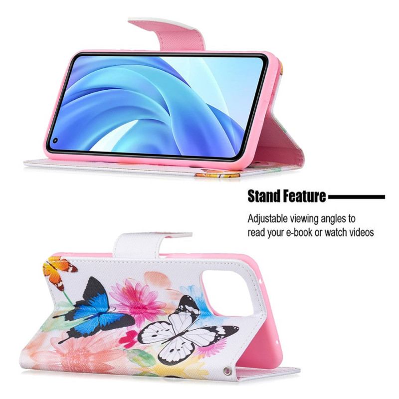 Housse Xiaomi 11 Lite 5G NE/Mi 11 Lite 4G/5G Papillons et Fleurs Peints