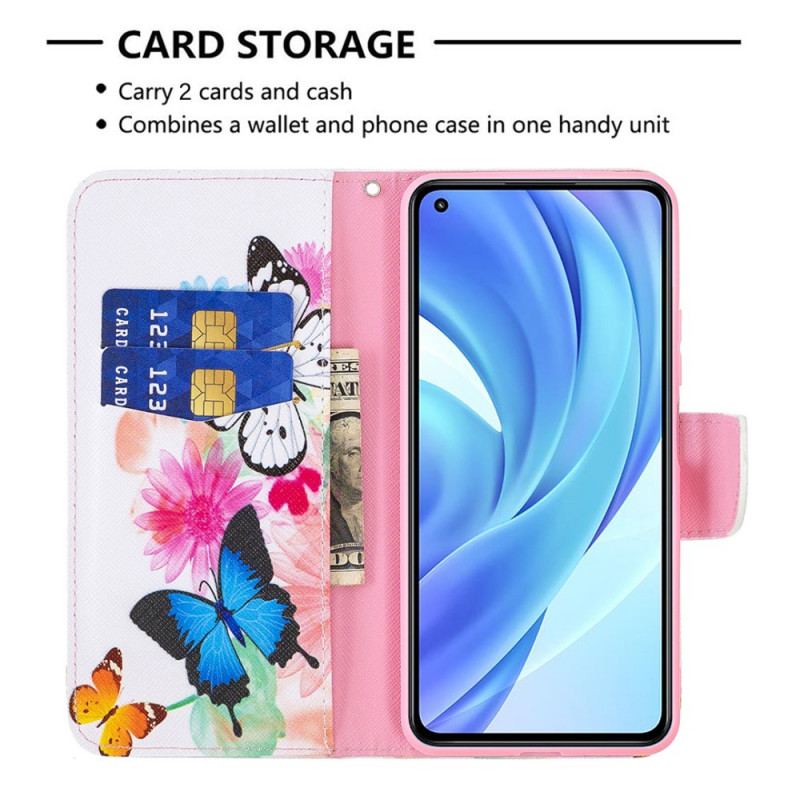 Housse Xiaomi 11 Lite 5G NE/Mi 11 Lite 4G/5G Papillons et Fleurs Peints