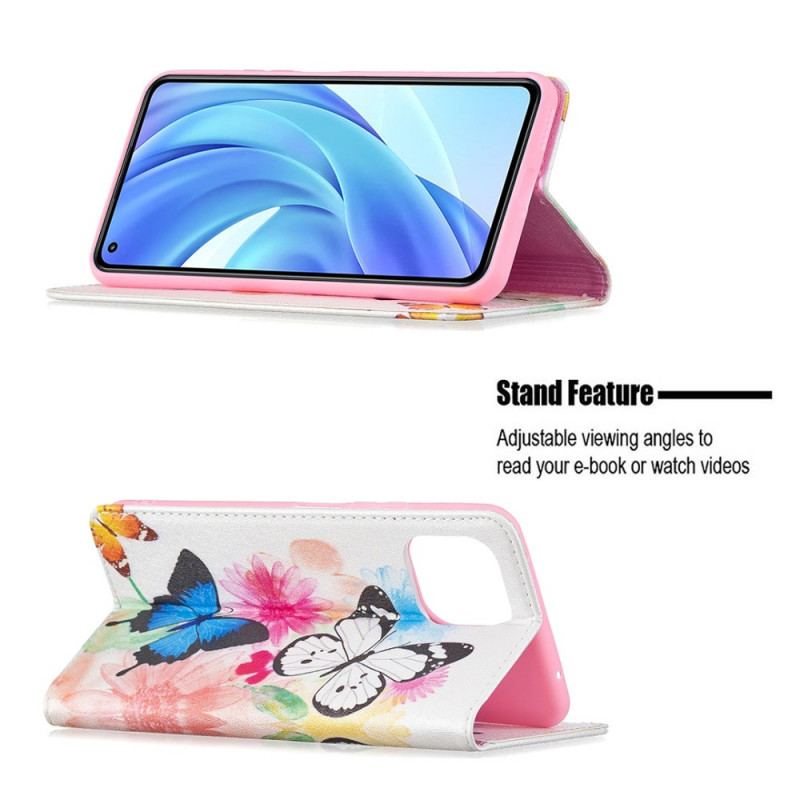 Housse Xiaomi 11 Lite 5G NE/Mi 11 Lite 4G/5G Papillons et Fleurs Peints