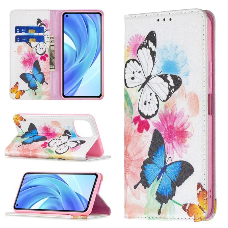 Housse Xiaomi 11 Lite 5G NE/Mi 11 Lite 4G/5G Papillons et Fleurs Peints