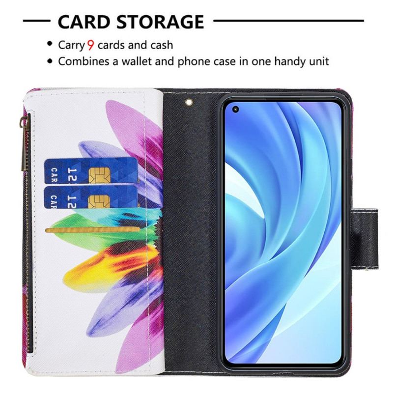 Housse Xiaomi 11 Lite 5G NE/Mi 11 Lite 4G/5G Poche Zippée Fleur Colorée