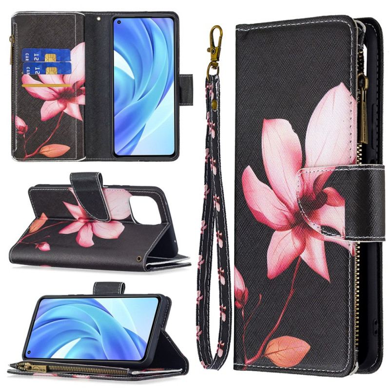 Housse Xiaomi 11 Lite 5G NE/Mi 11 Lite 4G/5G Poche Zippée Fleur Rose