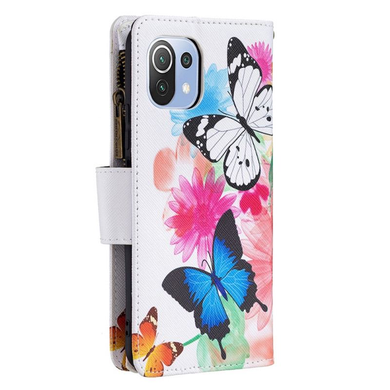 Housse Xiaomi 11 Lite 5G NE/Mi 11 Lite 4G/5G Poche Zippée Papillons