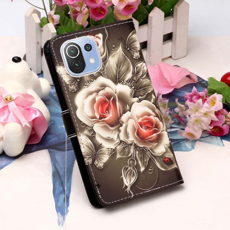 Housse Xiaomi 11 Lite 5G NE/Mi 11 Lite 4G/5G Roses Dorées