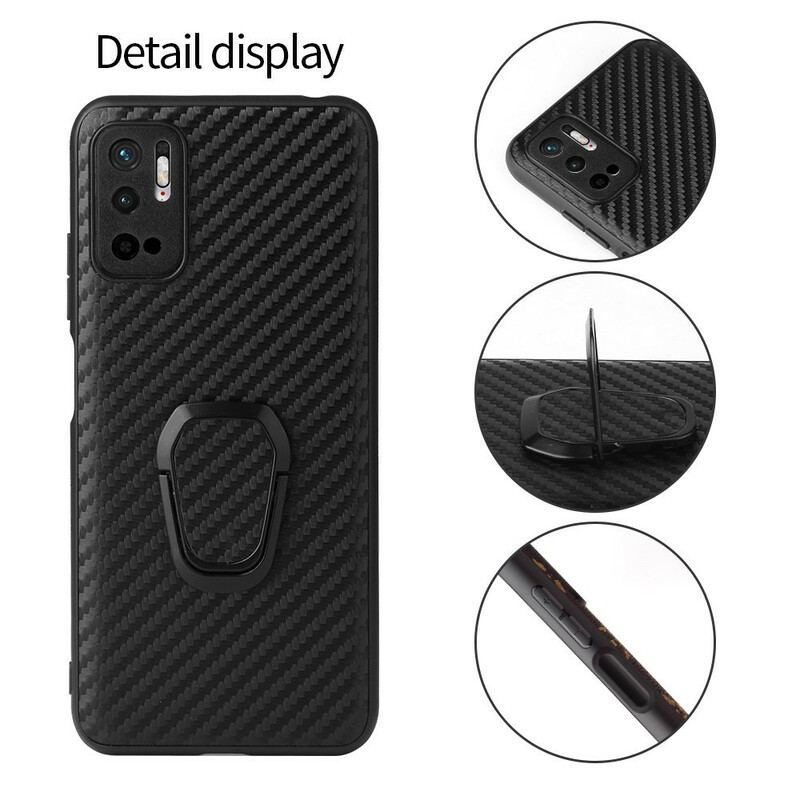 Coque Xiaomi Redmi Note 10 5G / Poco M3 Pro 5G Fibre Carbone Anneau-Support