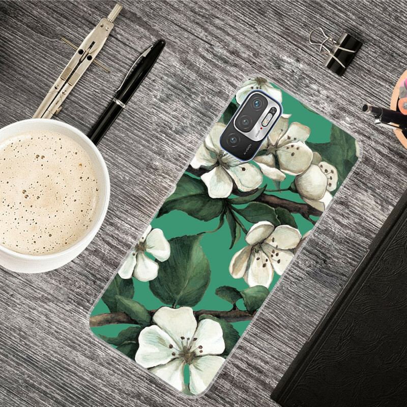 Coque Xiaomi Redmi Note 10 5G / Poco M3 Pro 5G Fleurs Blanches Peintes