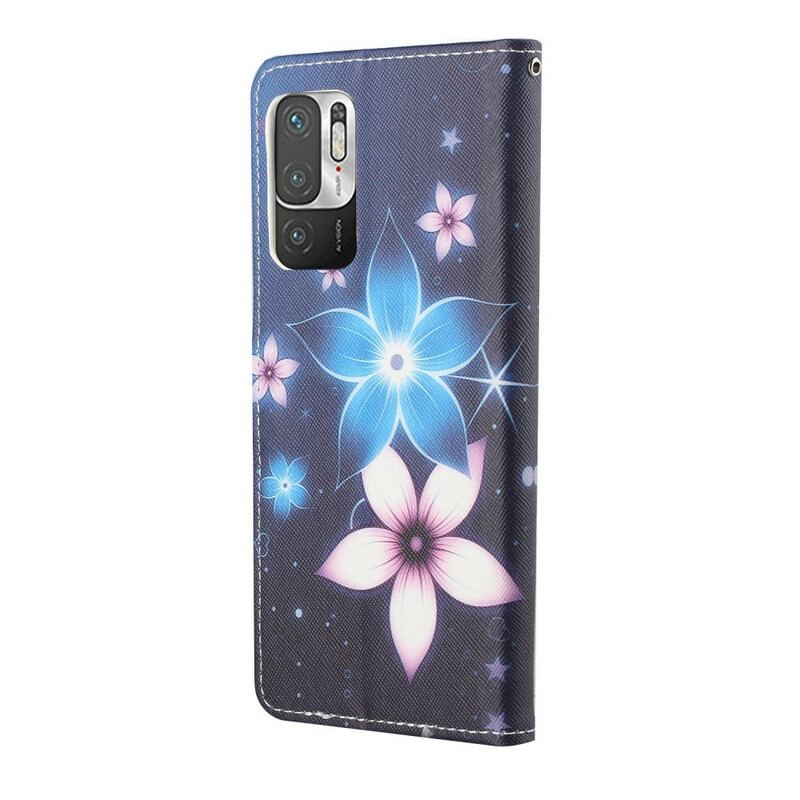 Housse Xiaomi Redmi Note 10 5G / Poco M3 Pro 5G Fleurs Lunaires à Lanière