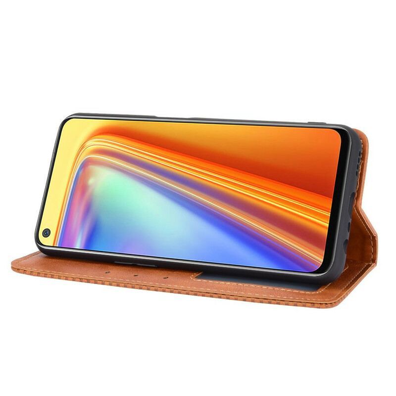 Flip Cover Realme 7 Effet Cuir Vintage Stylisé