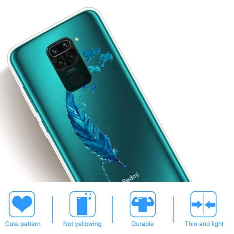 Coque Xiaomi Redmi Note 9 Belle Plume Bleue