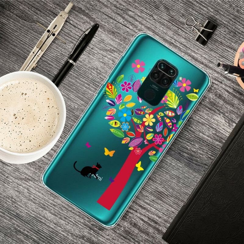 Coque Xiaomi Redmi Note 9 Chat sous l'Arbre Coloré