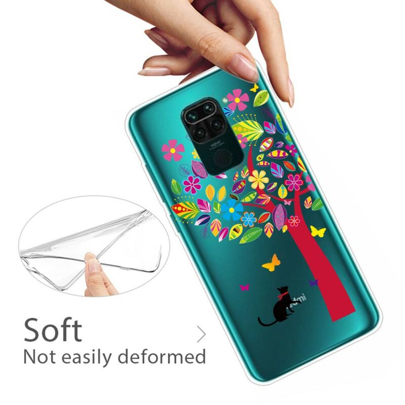 Coque Xiaomi Redmi Note 9 Chat sous l'Arbre Coloré