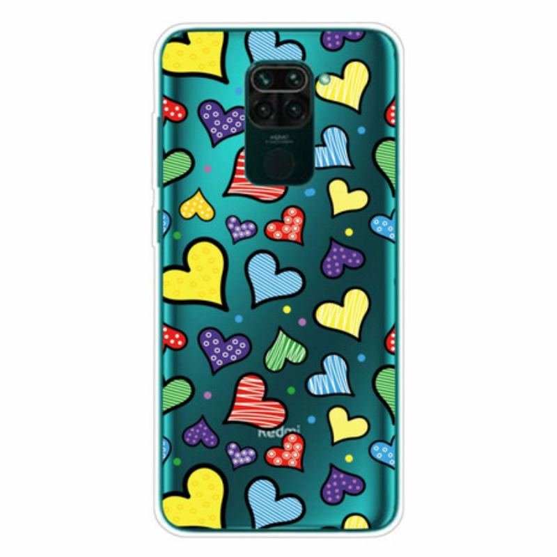 Coque Xiaomi Redmi Note 9 Coeurs Multicolores