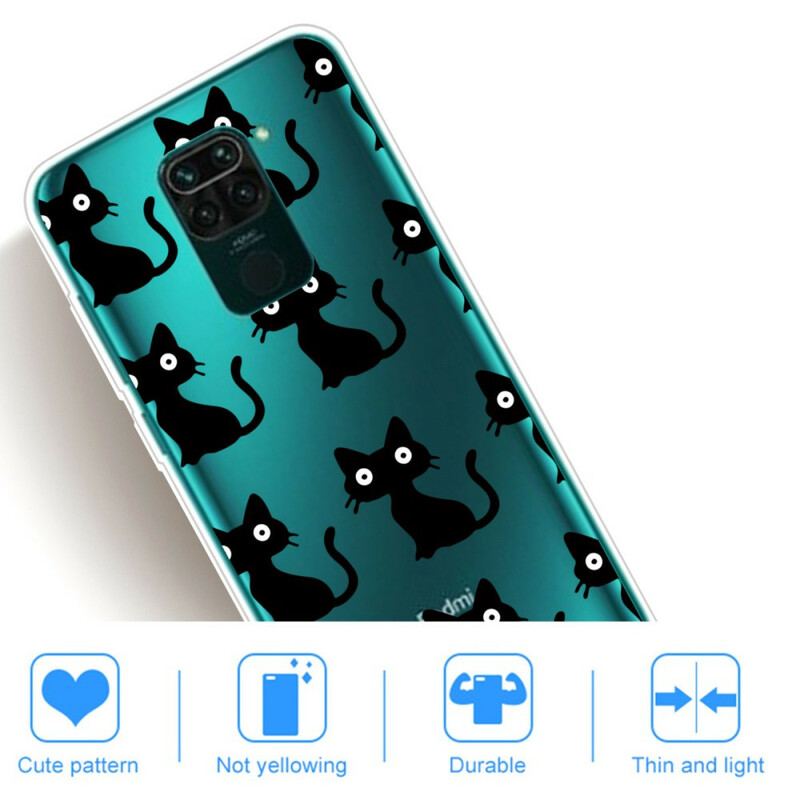 Coque Xiaomi Redmi Note 9 Multiples Chats Noirs