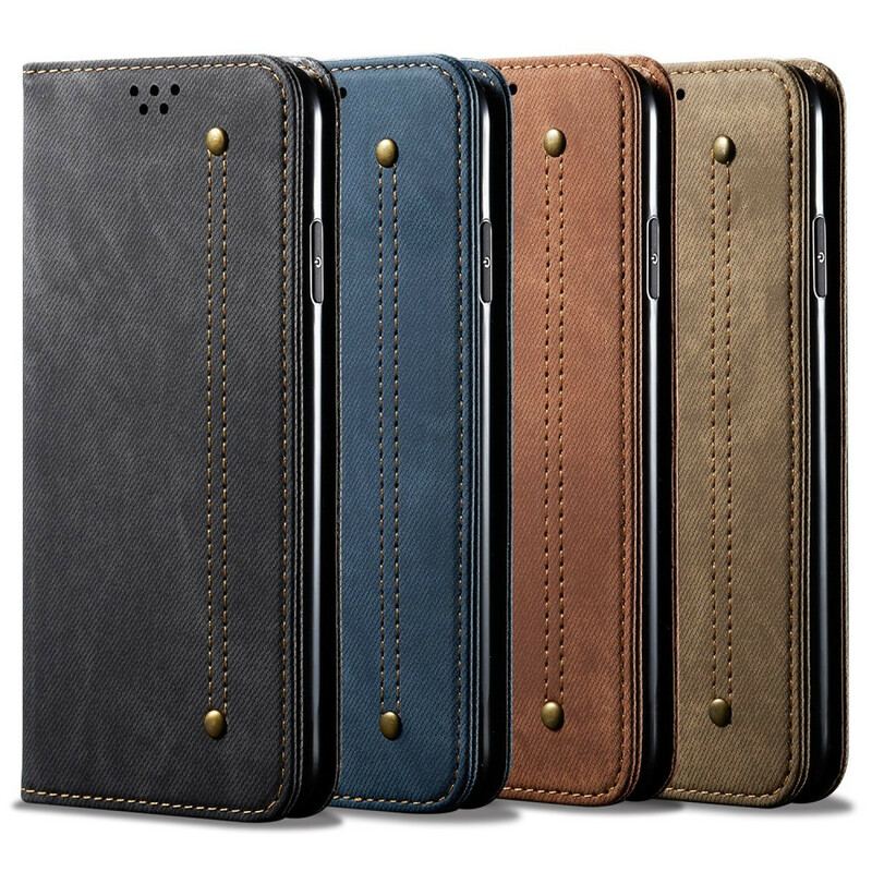 Flip Cover Xiaomi Redmi Note 9 Tissu Jeans