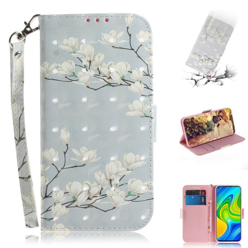 Housse Xiaomi Redmi Note 9 Arbre en Fleurs à Lanière