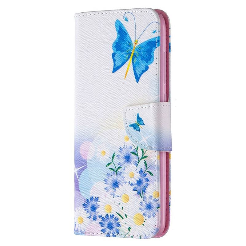 Housse Xiaomi Redmi  Note 9 Papillons et Fleurs Peints