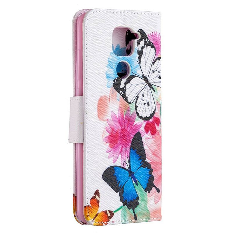 Housse Xiaomi Redmi  Note 9 Papillons et Fleurs Peints