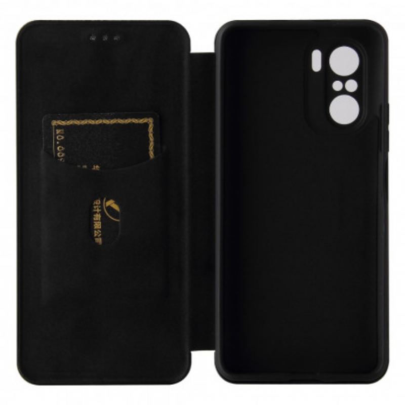 Flip Cover Poco F3 / Xiaomi Mi 11i 5G Fibre Carbone avec Anneau Support