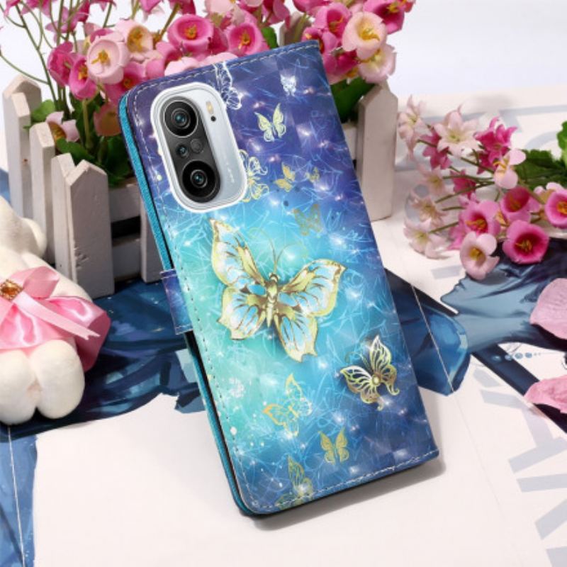 Housse Poco F3 / Xiaomi Mi 11i 5G Papillons Dorés