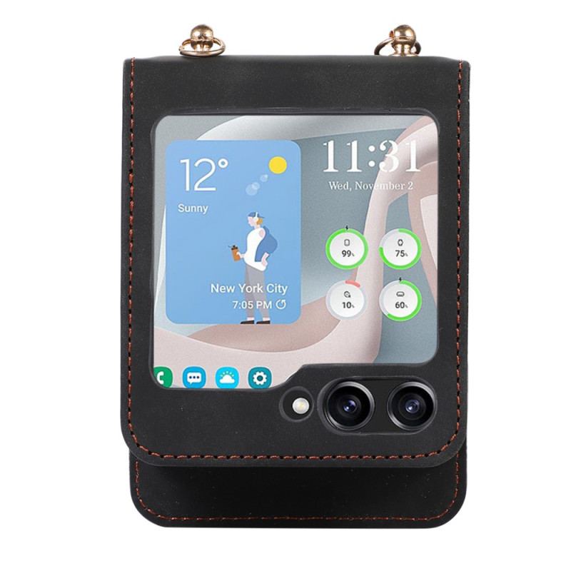 Coque Samsung Galaxy Z Flip 5 Portefeuille et Bandoulière