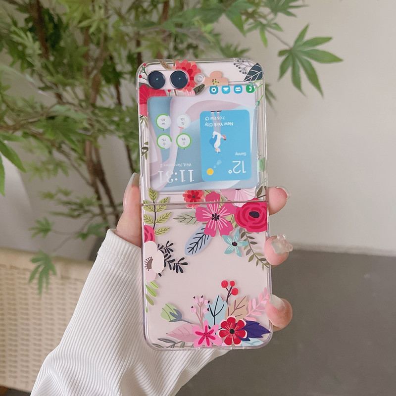 Coque Samsung Galaxy Z Flip 5 Transparente Fleurs