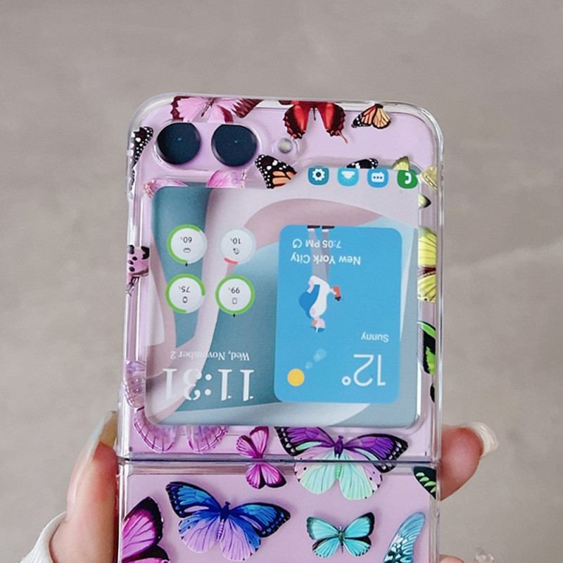 Coque Samsung Galaxy Z Flip 5 Transparente Papillons Colorés