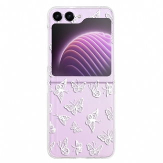 Coque Samsung Galaxy Z Flip 5 Transparente Papillons Noirs ou Blancs