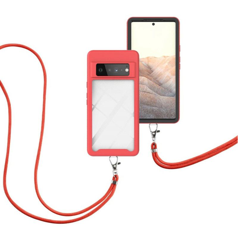 Coque Google Pixel 6 Pro Hybride avec Cordon et Contour coloré