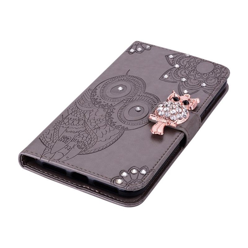 Housse Google Pixel 6 Pro Hibou Mandala et Breloque