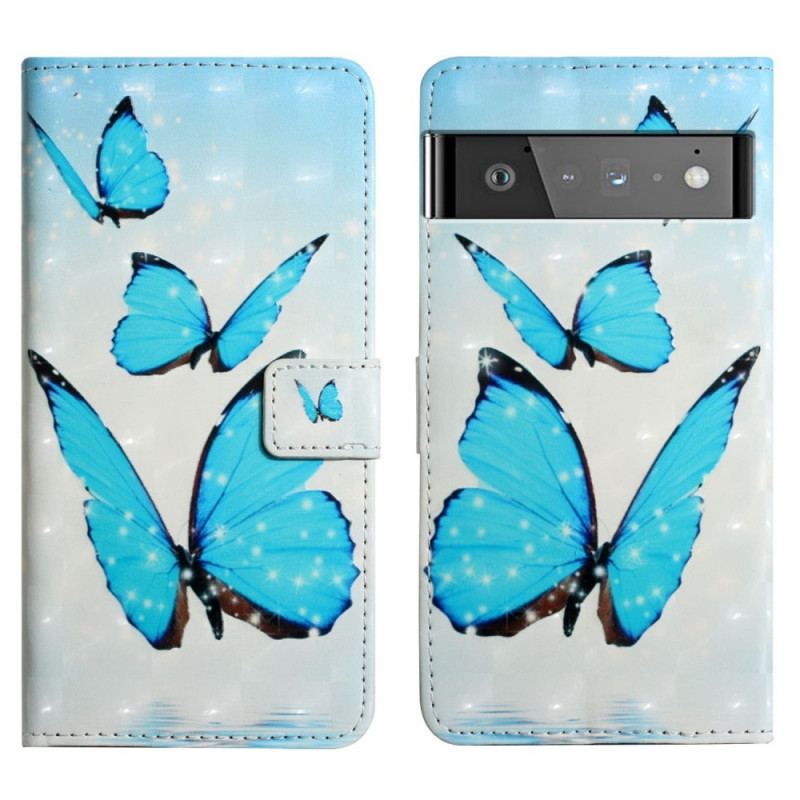 Housse Google Pixel 6 Pro Papillons Bleus Volants