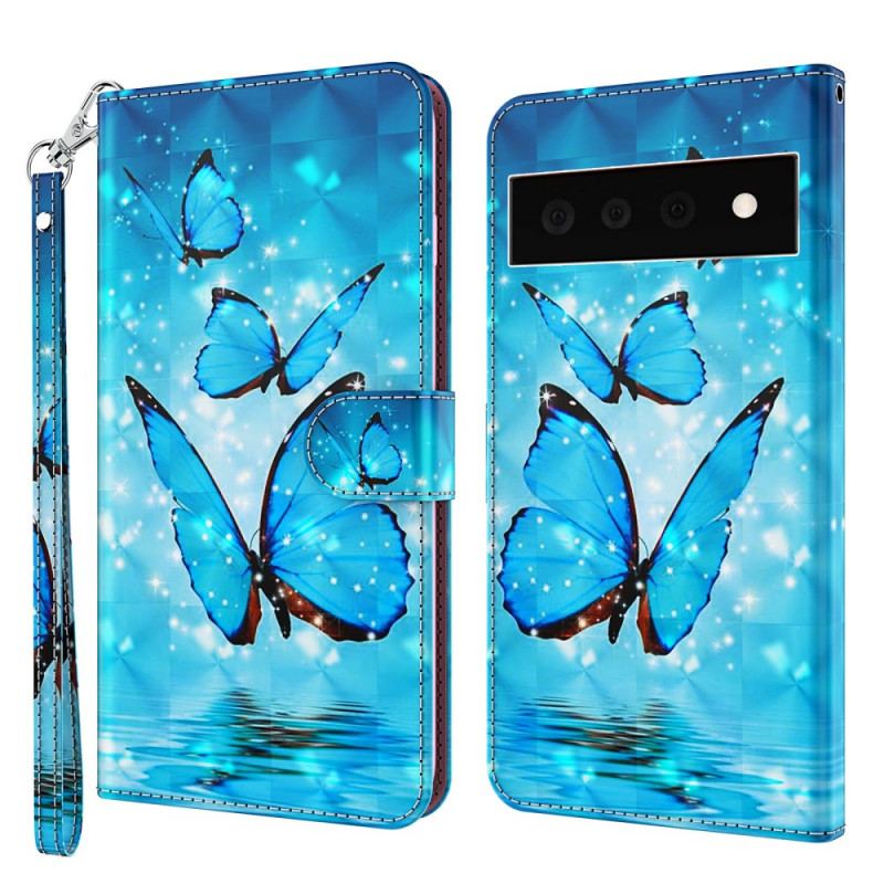 Housse Google Pixel 6 Pro Papillons Bleus Volants