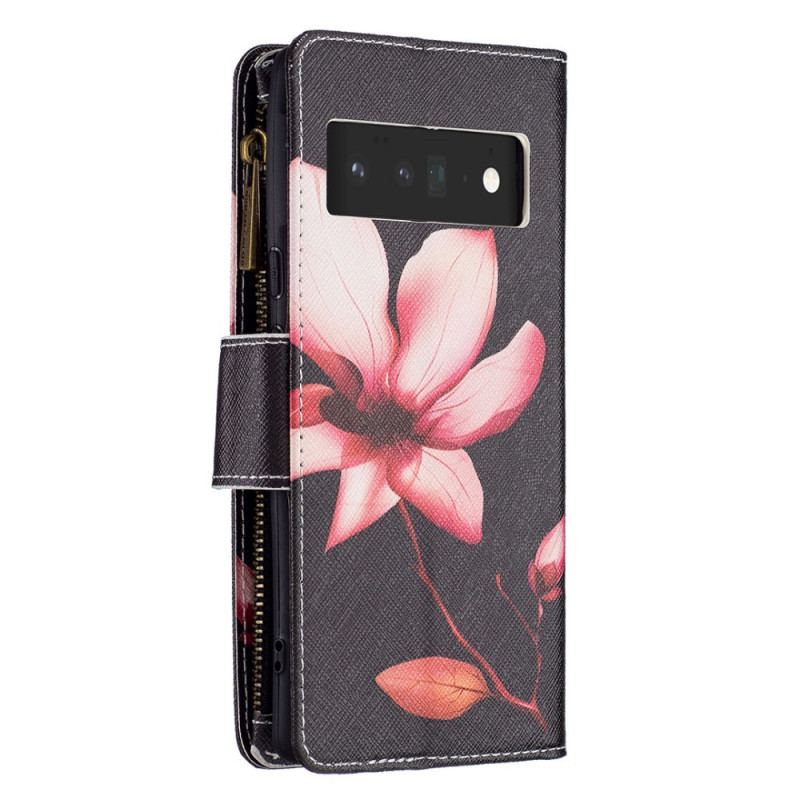 Housse Google Pixel 6 Pro Poche Zippée Fleur