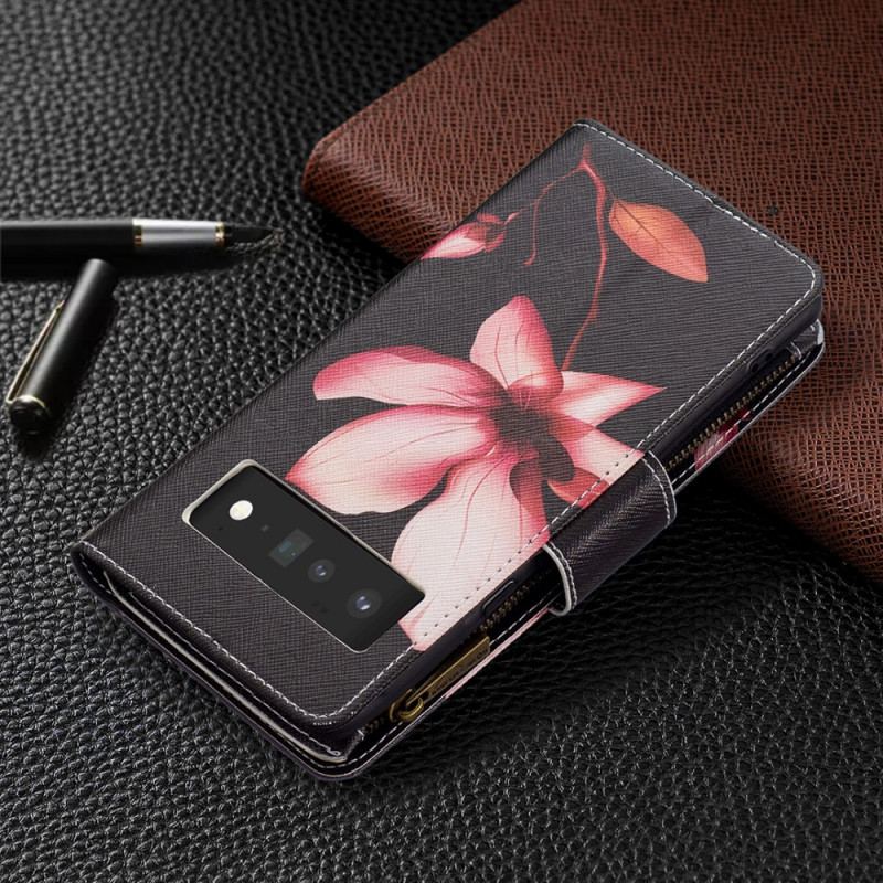 Housse Google Pixel 6 Pro Poche Zippée Fleur