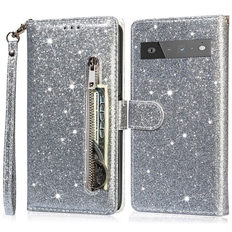 Housse Google Pixel 6 Pro Porte-Monnaie Paillettes