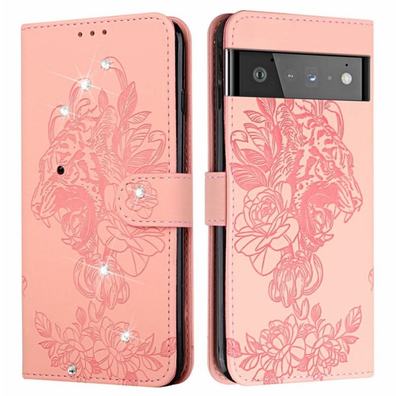 Housse Google Pixel 6 Pro Tigre Baroque et Strass