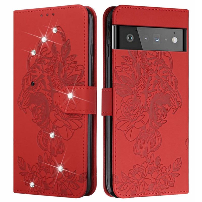 Housse Google Pixel 6 Pro Tigre Baroque et Strass