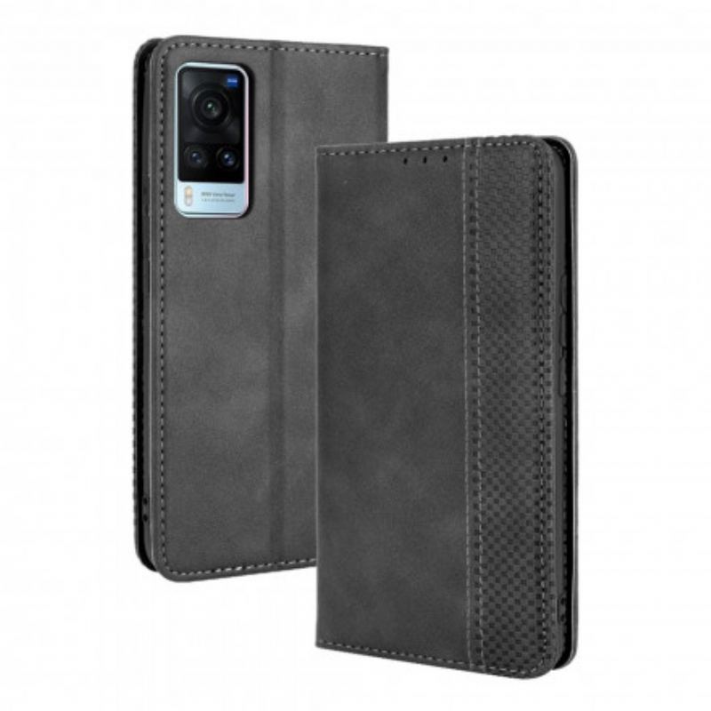 Flip Cover Vivo X60 Effet Cuir Vintage Stylisé