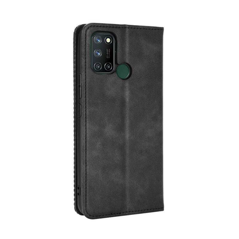 Flip Cover Realme 7i Effet Cuir Vintage Stylisé