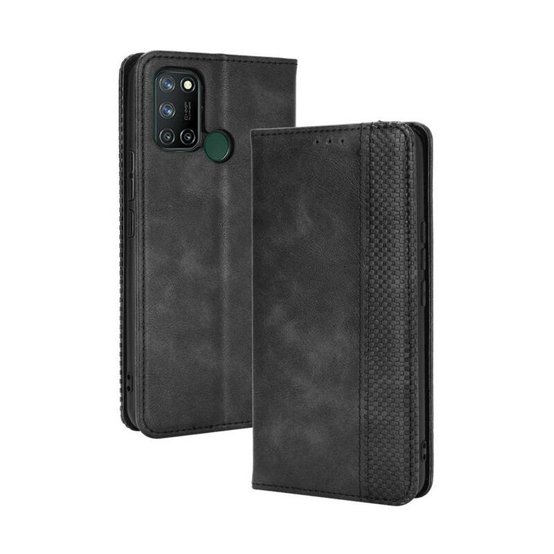 Flip Cover Realme 7i Effet Cuir Vintage Stylisé