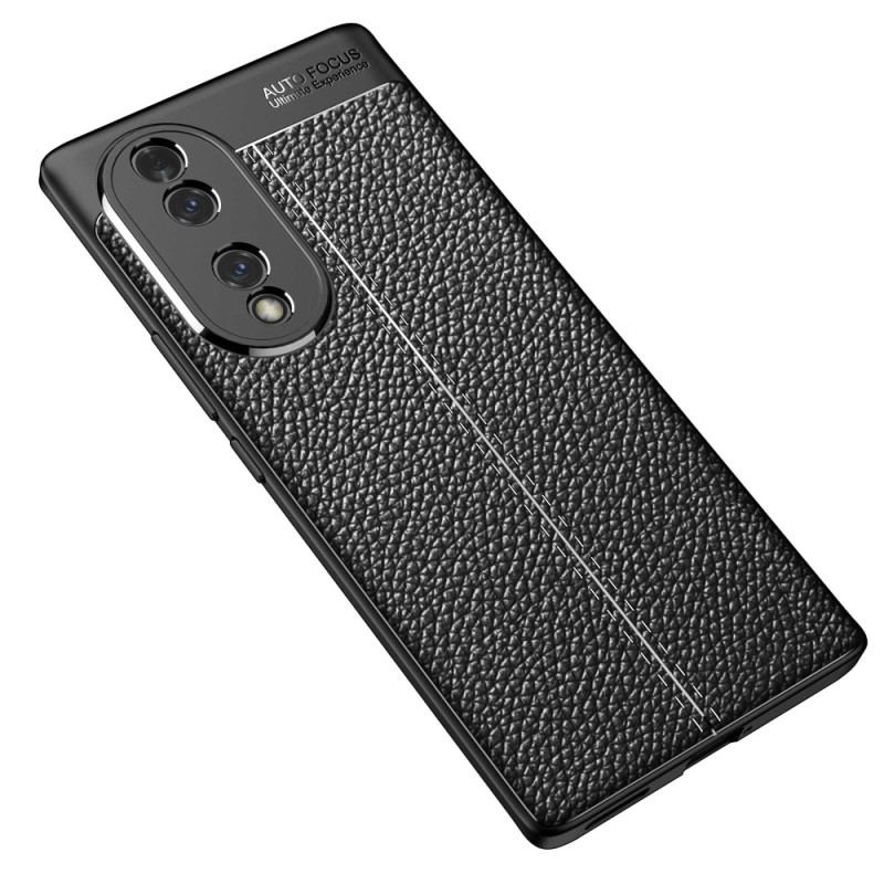 Coque Honor 70 Effet Cuir Litchi Double Line